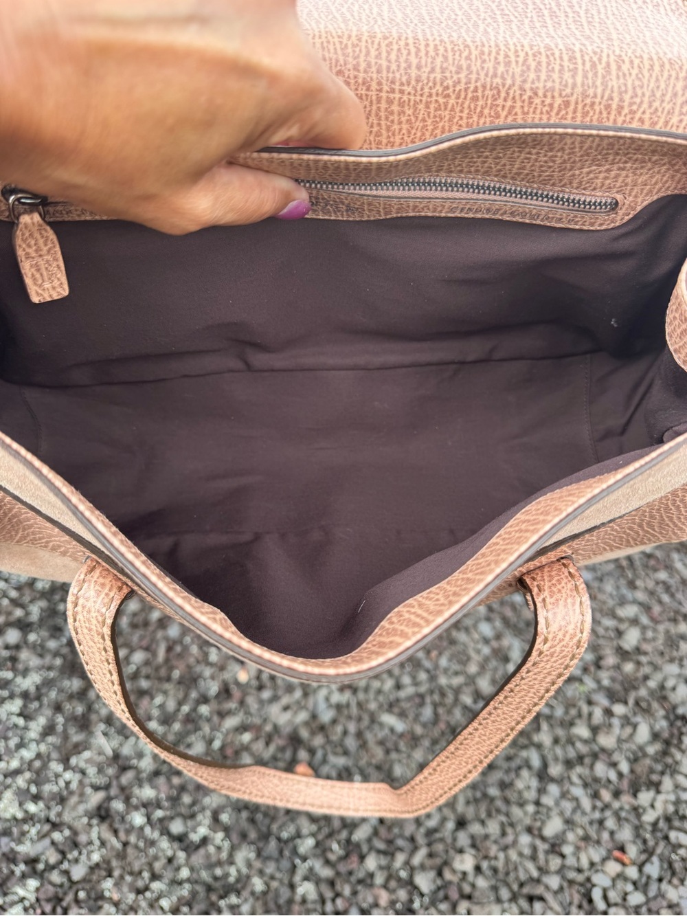 TOD’S Vintage Italy Pink Pebbled Leather & Suede Shoulder Bag Quiet Luxury - Picture 12 of 15